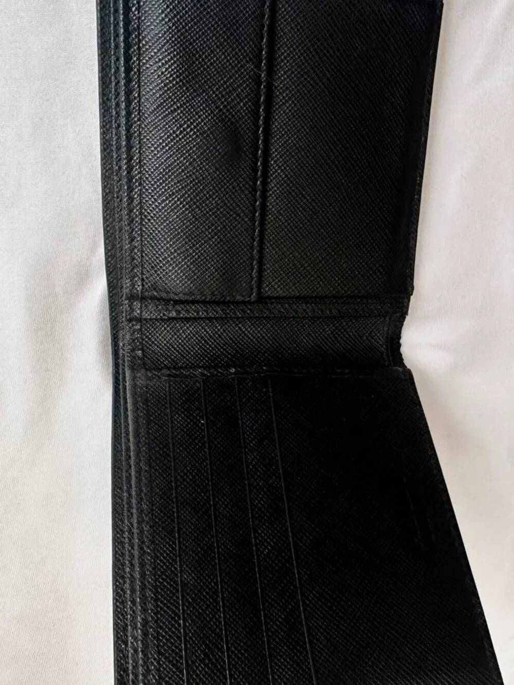 PRADA Black Saffiano Leather Bi-Fold Wallet - Milano Logo
